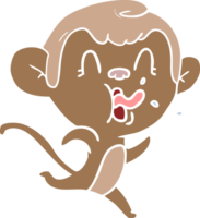 singe de dessin animé de style plat couleur fou png