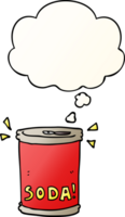 cartoon soda can with thought bubble in smooth gradient style png