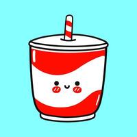 Cold drink character. Hand drawn cartoon kawaii character illustration icon. Isolated on blue background. Cold drink character concept vector
