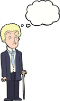 cartoon unhappy gentleman with thought bubble png