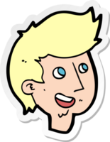 sticker of a cartoon happy boy face png