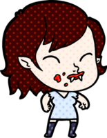 garota vampira dos desenhos animados com sangue na bochecha png