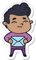 sticker of a happy cartoon man with gift png