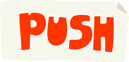 flat color illustration of push door sign png