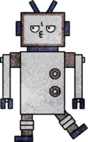 rétro grunge texture dessin animé de une robot png