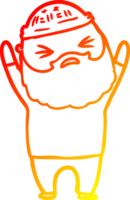 warm gradient line drawing of a cartoon man with beard png