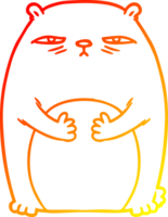 warm gradient line drawing of a cartoon tired annoyed bear png