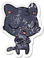 autocollant en détresse d'un chat de dessin animé png