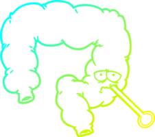 cold gradient line drawing of a cartoon unhealthy colon png