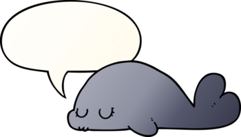 cute cartoon seal with speech bubble in smooth gradient style png