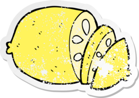 distressed sticker of a cartoon sliced lemon png