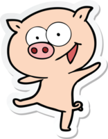 sticker of a cheerful dancing pig cartoon png