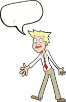 Cartoon gestresster Mann mit Sprechblase png