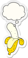 cartoon banana with thought bubble as a printed sticker png