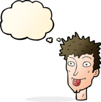 cartoon man sticking out tongue with thought bubble png