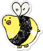 distressed sticker of a cartoon bee png