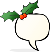 main tiré discours bulle dessin animé Noël houx png