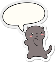 schattig tekenfilm kat met toespraak bubbel sticker png
