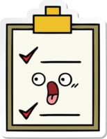 sticker van een checklist voor een schattige cartoon png