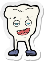 sticker of a cartoon tooth looking smug png