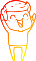 warm gradient line drawing of a cartoon man laughing png