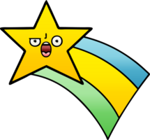 gradient shaded cartoon of a shooting rainbow star png