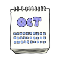 hand drawn cartoon calendar showing month of october png