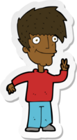 sticker of a cartoon man giving peace sign png