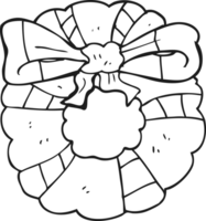 hand drawn black and white cartoon christmas wreath png