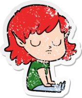 distressed sticker of a cartoon elf girl png