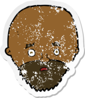 retro distressed sticker of a cartoon shocked man with beard png