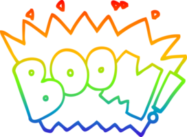 rainbow gradient line drawing of a cartoon word boom png