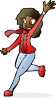 cartoon woman waving dressed for winter png