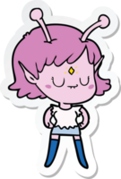 sticker of a cartoon alien girl png