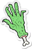 klistermärke av en tecknad zombiehand png