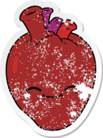 distressed sticker of a cartoon happy heart png