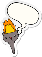 cartoon flaming chalice with speech bubble sticker png