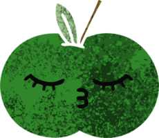 retro illustration style cartoon of a juicy apple png