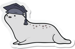 sticker of a cartoon graduate seal png