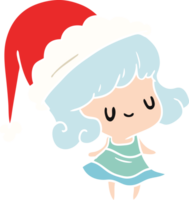 hand drawn christmas cartoon of kawaii girl png