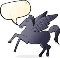caballo volador mágico de dibujos animados con burbujas de discurso png