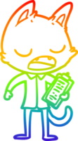 rainbow gradient line drawing of a talking cat boss png