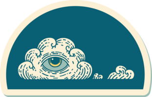 sticker of tattoo in traditional style of an all seeing eye cloud png