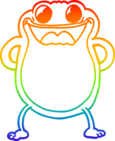 rainbow gradient line drawing of a cartoon frog png