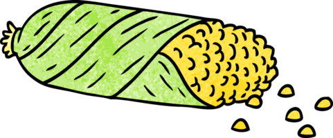 hand drawn textured cartoon doodle of fresh corn on the cob png