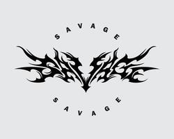 salvaje logo símbolo acortar Arte tribal ilustración vestir t camisa diseño ropa pegatina impresión Arte tinta tatuaje editable vector