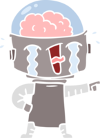 robot qui pleure de dessin animé de style plat couleur pointant png