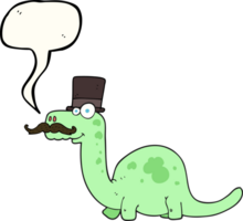 hand drawn speech bubble cartoon posh dinosaur png