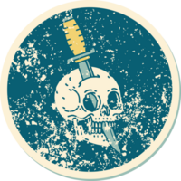 iconic distressed sticker tattoo style image of a skull png