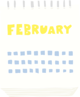 flat color illustration of calendar showing month of february png